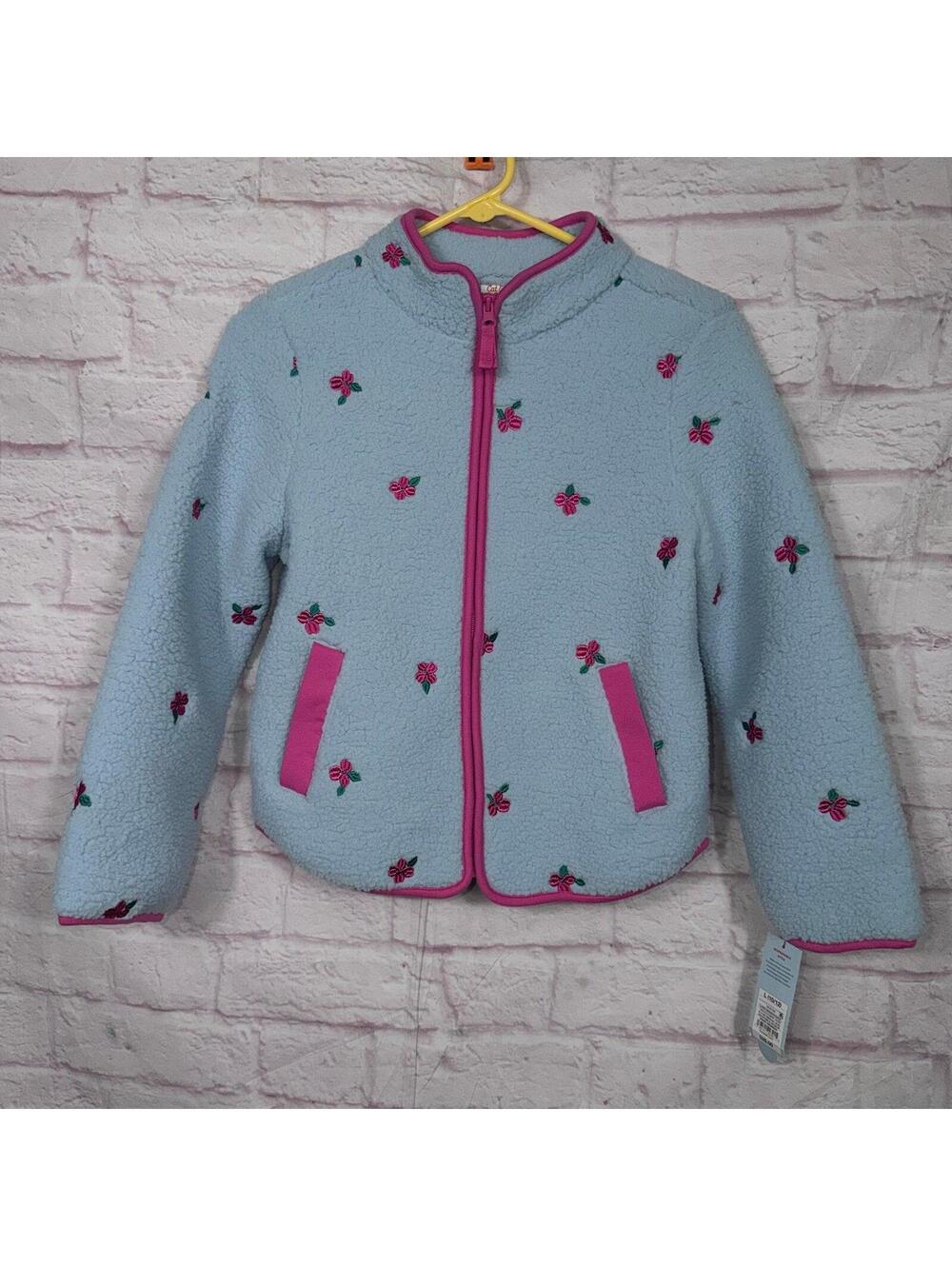 Cat & Jack Girls' Large Floral Embroidered Fleece Jacket NWT